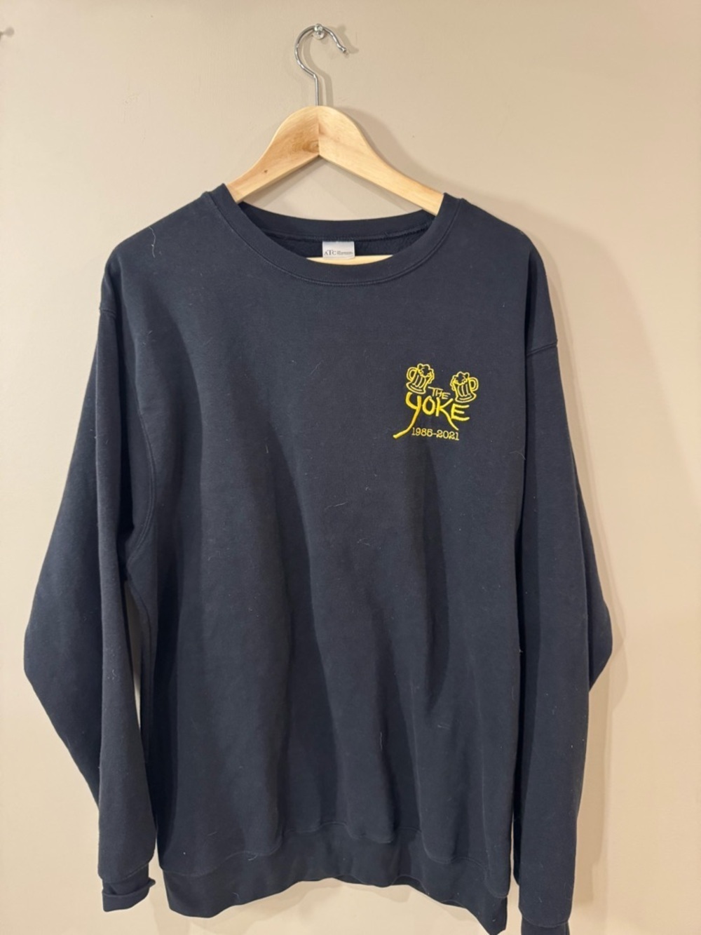 Black Crewneck Sweatshirt with Yellow Logo - Picture 1 of 2